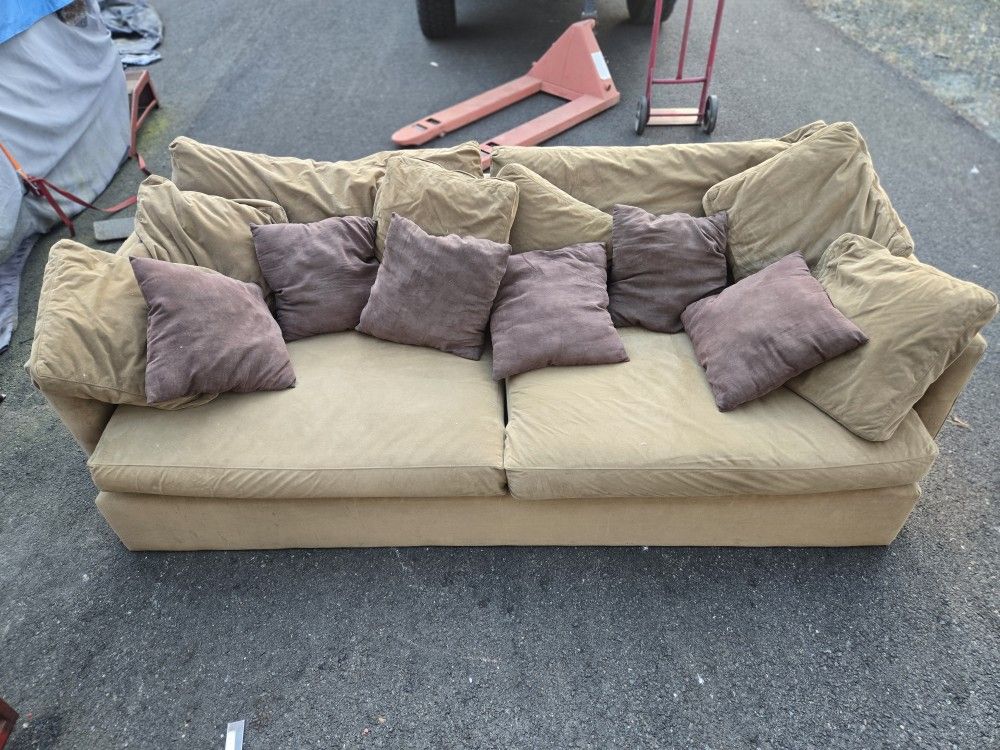 Crate & Barrel 8' Sofa, Ottoman And Chair-And A Half Swade Material With Down Inside