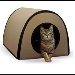 k&h Pet Products Thermo Mod Cat Shelter Weatherproof Outdoor Heated Cat House, Tan 