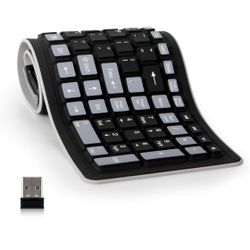 Wireless Silicone Keyboard, 2.4GHz Wireless, Foldable Rollup Keyboard, Waterproof, Dustproof and Lightweight, Perfect for PC, Notebook, Laptop and Tra
