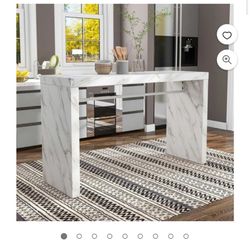 Furniture of America Glanz Faux Marble/Wood Counter Height Dining Table in White