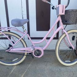 Pink One Speed Beach Cruiser 