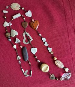 Coldwater Creek, Hearts/Stones/Bead Necklace, 21"