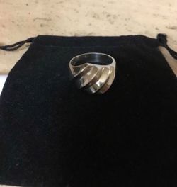 Vintage Solid Sterling Silver Art Deco, Taxco Mexico TM-Wave Ring Like New!