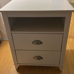 New White & Natural Wood & Wood Composite Small Dresser One Shelf & 2 Drawers