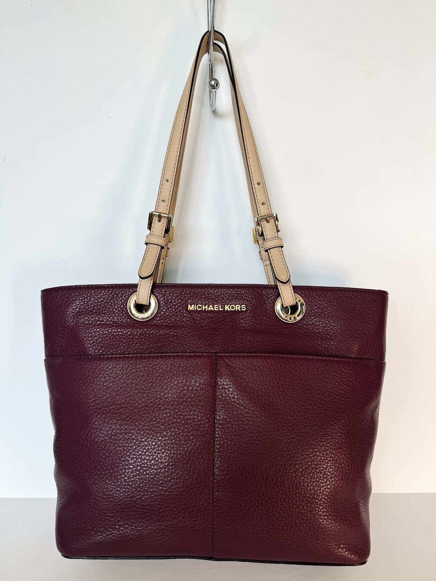 Michael Kors Bedford Med Top Zip Leather Shoulder Bag Burgundy EUC