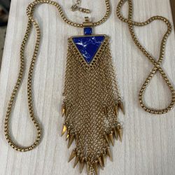 Cadena Gold Fillet Dije Piedra Tiza Joya Antigua 