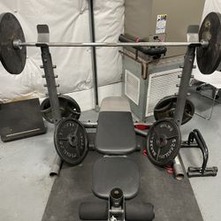 Olympic Weight Set W/ 350lbs Of Weights 