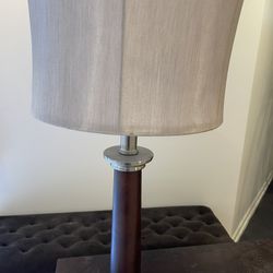 2 Night Stand Lamps Elegant Wood And Metal Base