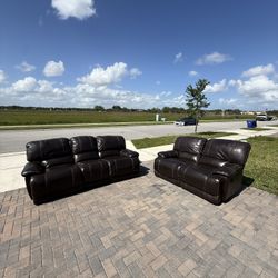 🛋️ Leather Recliner Couch Set - Delivery Available 