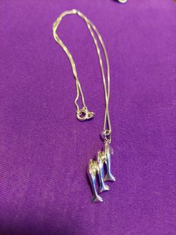 Silver Necklace With 3 Dolphin Charm