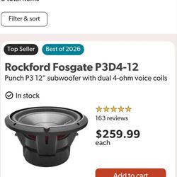 Rockford Fosgate P3D4-12in subwoofer + FREE amp