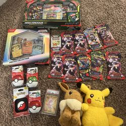 Pokémon Bundle – Sealed Boxes, Boosters, Plushies & PSA Slab – Bundle Deal or Sold Separate