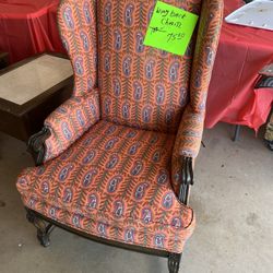 wing back chair vintage. reduced 