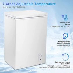 20.94 inch . 2.7 cu.  Ft .Manual Defrost chest freezer with adjustable temperature controls in white