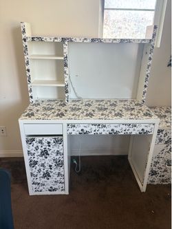 Desk and filing cabinet