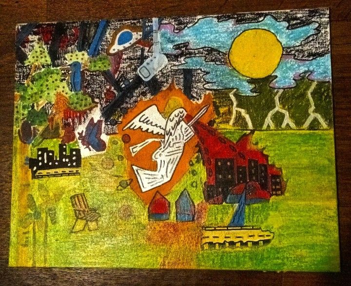 14x11x Canvas Surrealism/Angel Of Destruction / Free Art