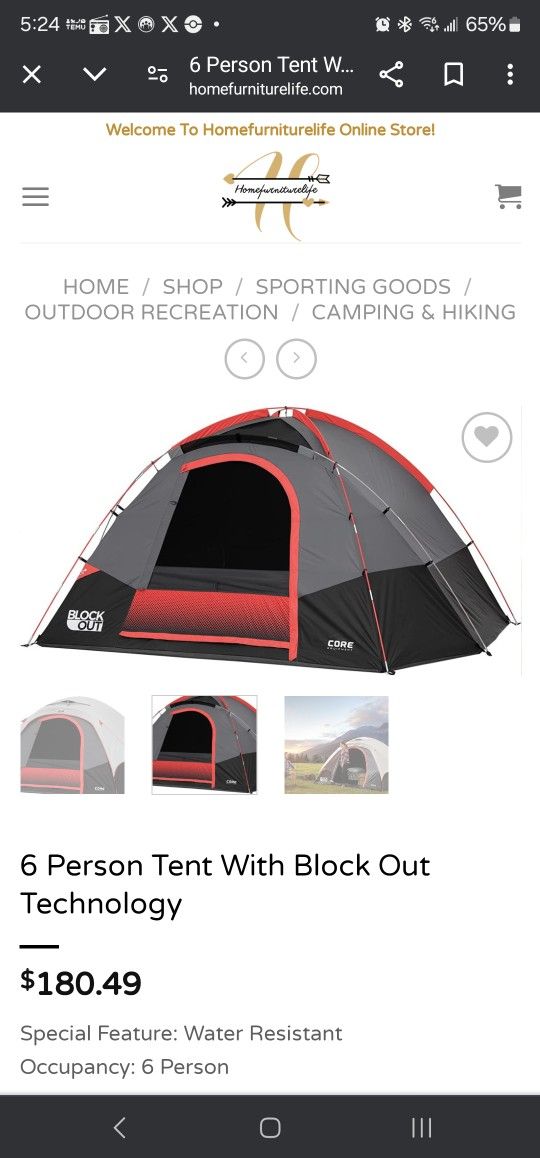 Core Equipment Person Tent Costco