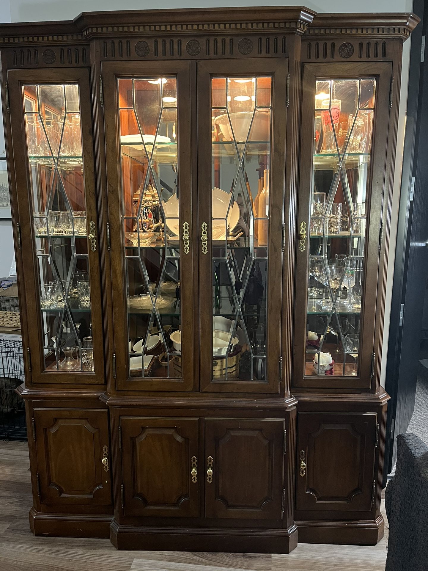 Vintage Wood Century China Hutch
