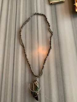 Vintage Sterling silver necklace with huge turquoise stone