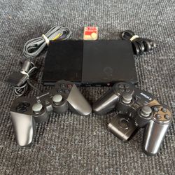 Ps2 Slim with 2 Controllers, Cables and Memory Card