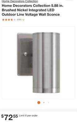 Home Decorators Collection 5.88 in. Brushed Nickel Integrated LED Outdoor Line Voltage Wall Sconce