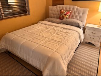 Queen size bed frame, and mattress for $50