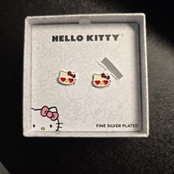 Brand New Silver Plated Hello Kitty Earrings
