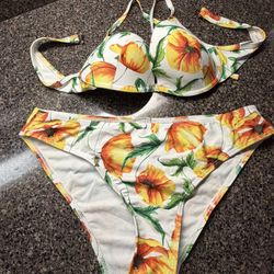 White Tropical Bathing Suit L