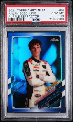2021 Topps Chrome F1 Ralph Boschung Purple Refractor #/399 PSA 10 GEM MINT