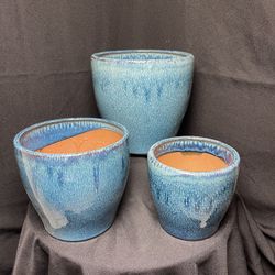 Teal Green Ceramic Pots-Glazed Garden Planters($45 set of 4)