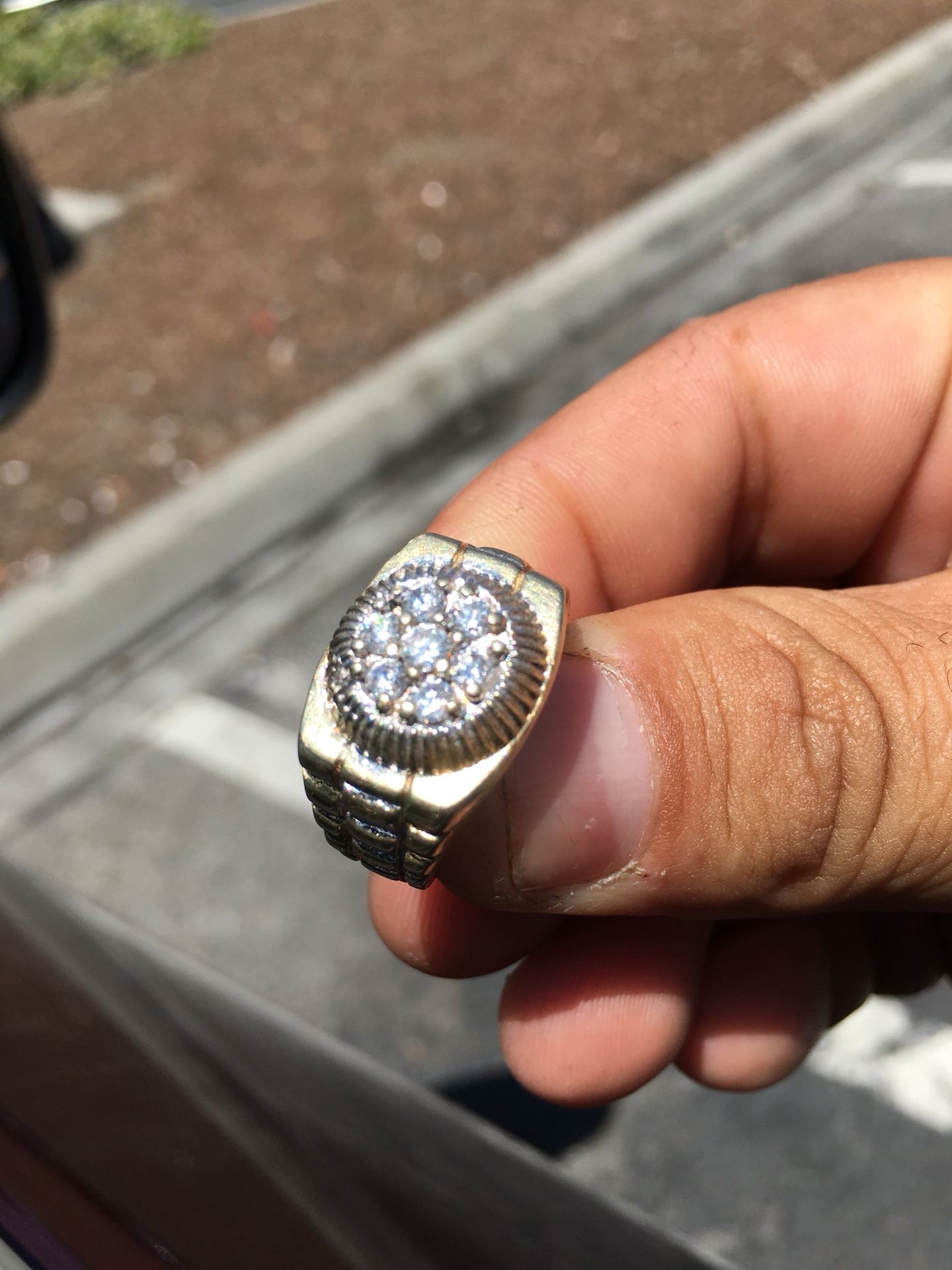 ROLEX PINKY RING “GOLD w/WHITE GOLD” trim with 7 diamond center !!!!!!!