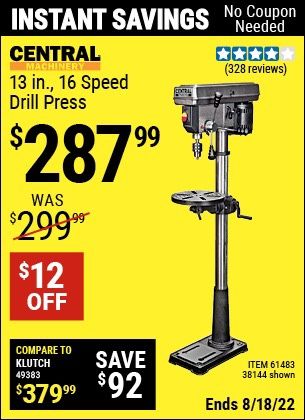 Harbor Freight- Central Machinery Floor Drill Press