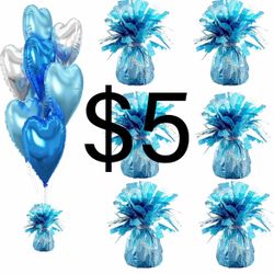 Laser Balloon Weights (6pcs) - High Shine Balloon Accessories for Parties, Weddings, Birthdays, and Holiday Celebrations (light blue