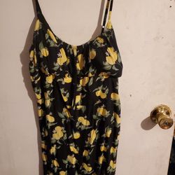 Black Dress With Yellow Lemons