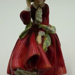 Vintage Royal Doulton TOP OF THE HILL HN 1834 Figurine Lady in Red Dress