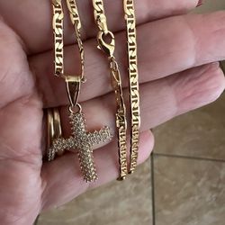 Gold Filled Mariner Chain 3mm With Small Cross