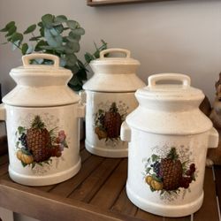 Kitchen Canisters with Lids - Pantry Storage - Art Food Ceramic Containers