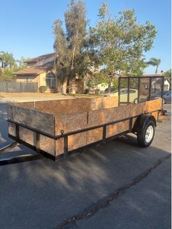 Utility Trailer 13 ft long 5 feet wide x 3 in  with NEW Pink and NEW LED Lights and new jack  ready to tow  Razor  or small golf cart or quads or buil