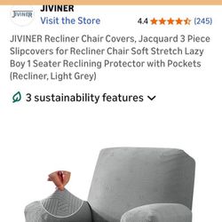 Recliner Slip Cover - Light Gray
