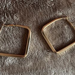Gold Polished Square Hoop Earrings 