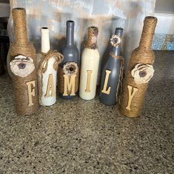 Rustic Farmhouse FAMILY Letter Bottle Set