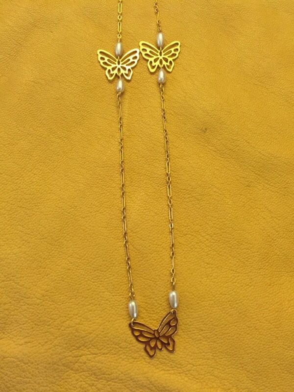 Long butterfly chain necklace