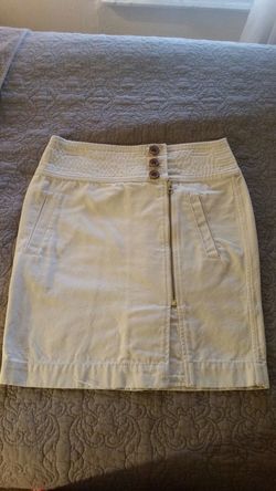 Canvas ivory zip button skirt