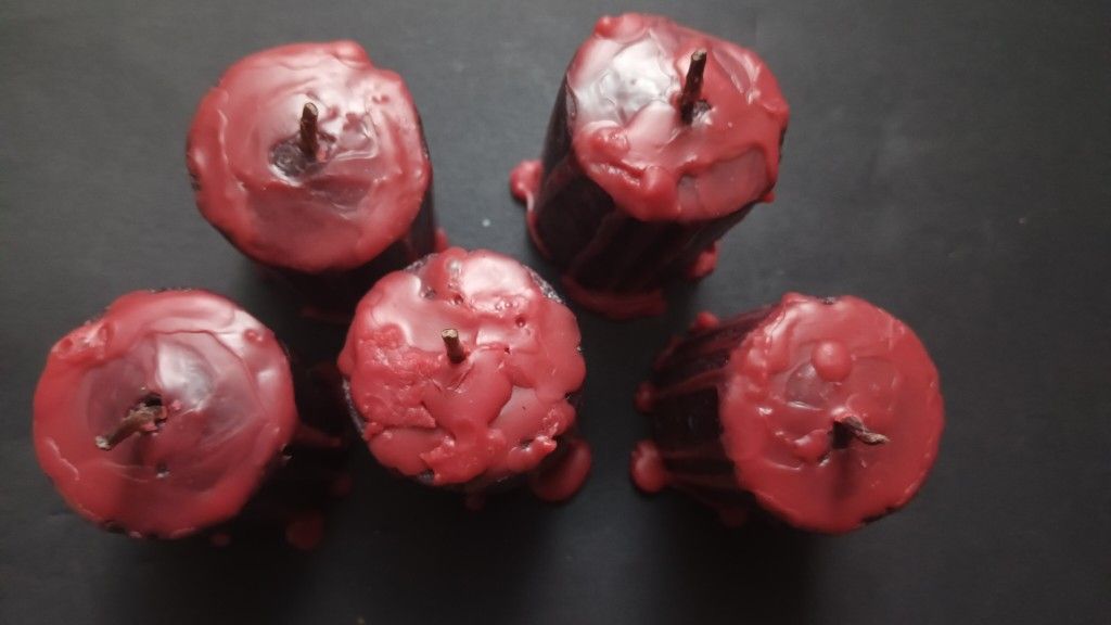 Set Of 5 Handmade "Bleeding" Candles