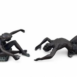 Bronze Table Man and Woman Figural Sculptures 