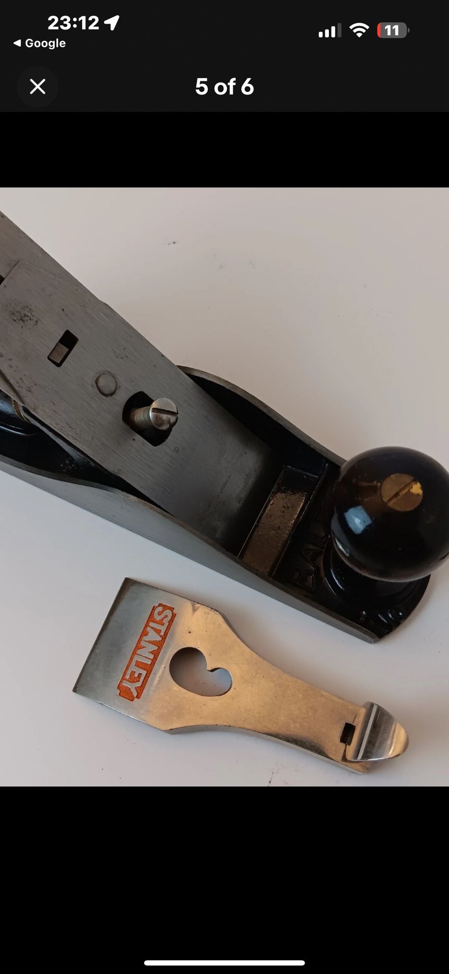 Stanley Bailey No. 3 Hand Plane Smooth Bottom Vintage Tool