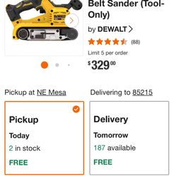 DeWalt Brushless cordless belt sander