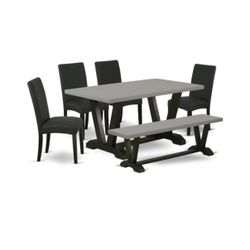 Wood + Cement Dining Table Set