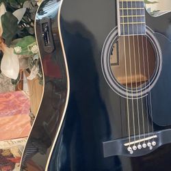 black fever electric acoustic guitar with metal strings