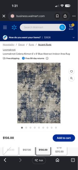 Blue Abstract Indoor Area Rug. 5 x 7
